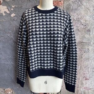 WHITE + WARREN Gingham Jacquard Cashmere Sweater